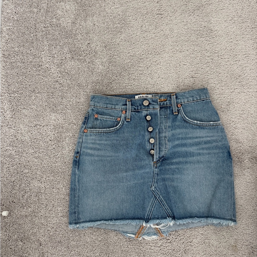 Agolde Blue Denim Mini Skirt